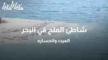 شاطئ الملح في البحر الميت وانحساره